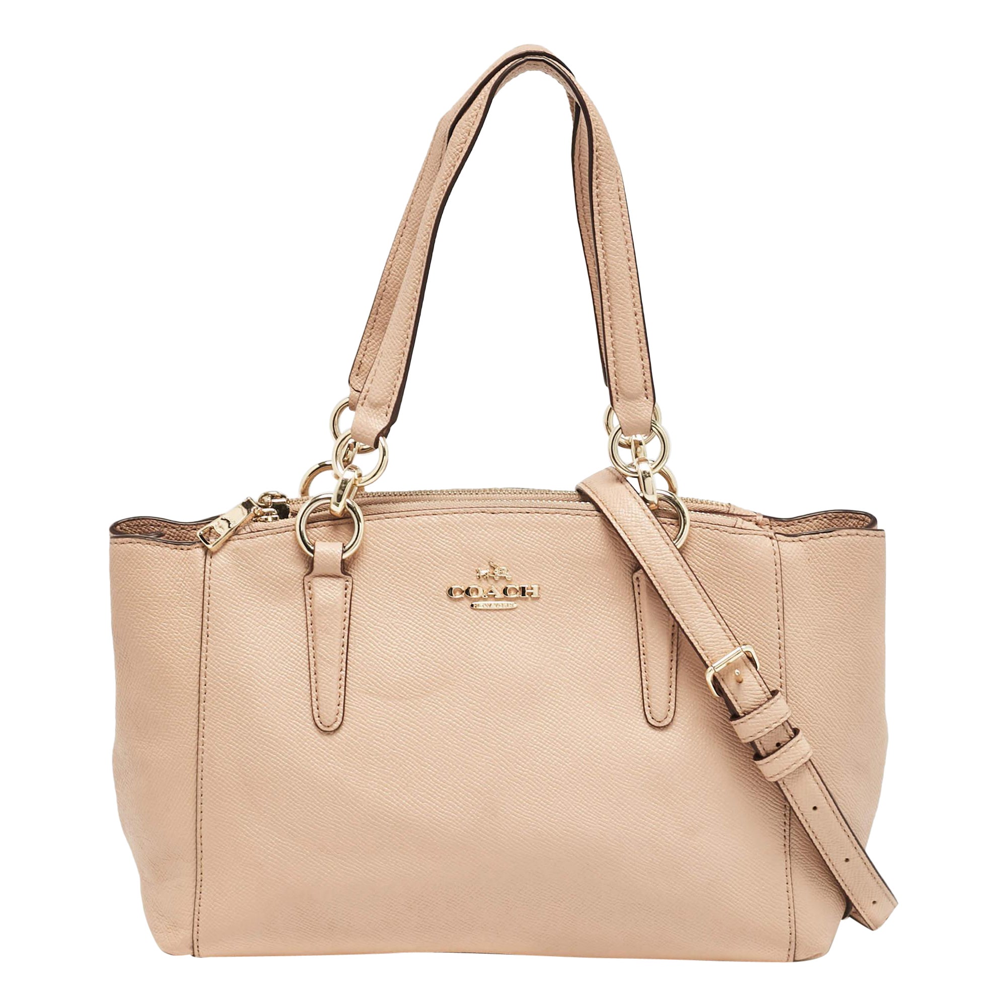 Coach Peach Leather Mini Christie Carryall Double Zip Satchel