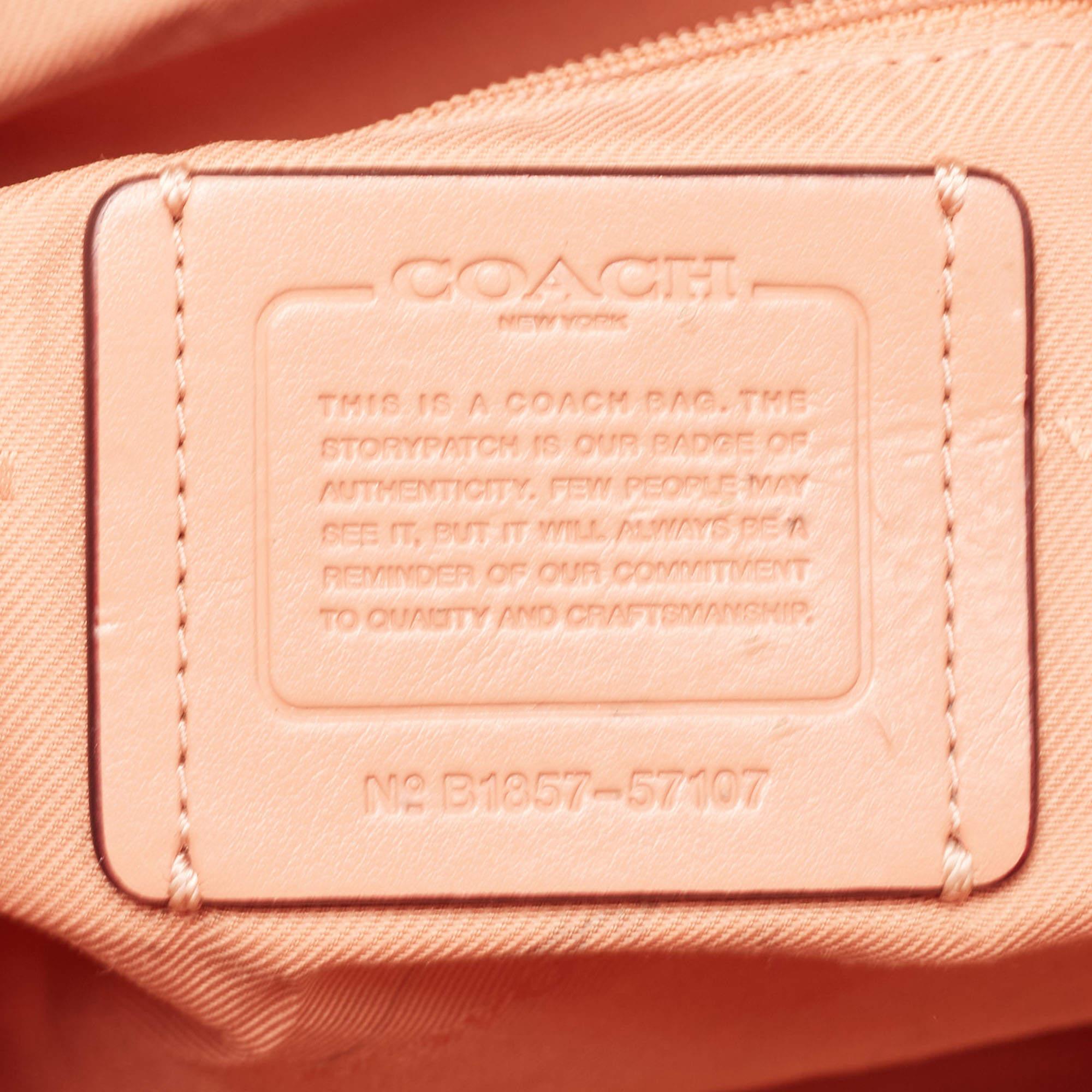 Coach Peach Leather Turnlock Chain Tote For Sale 4