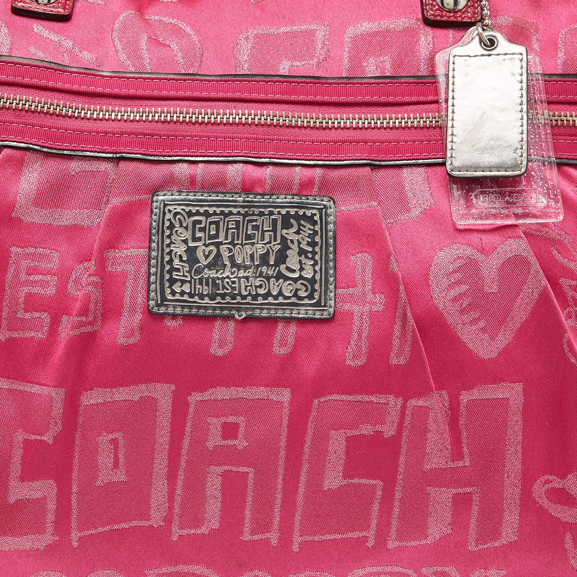 Coach Pink Canvas and Patent Leather Poppy Glam Tote For Sale 1