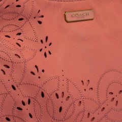 Coach Pink Leather Floral Laser Cut Hobo