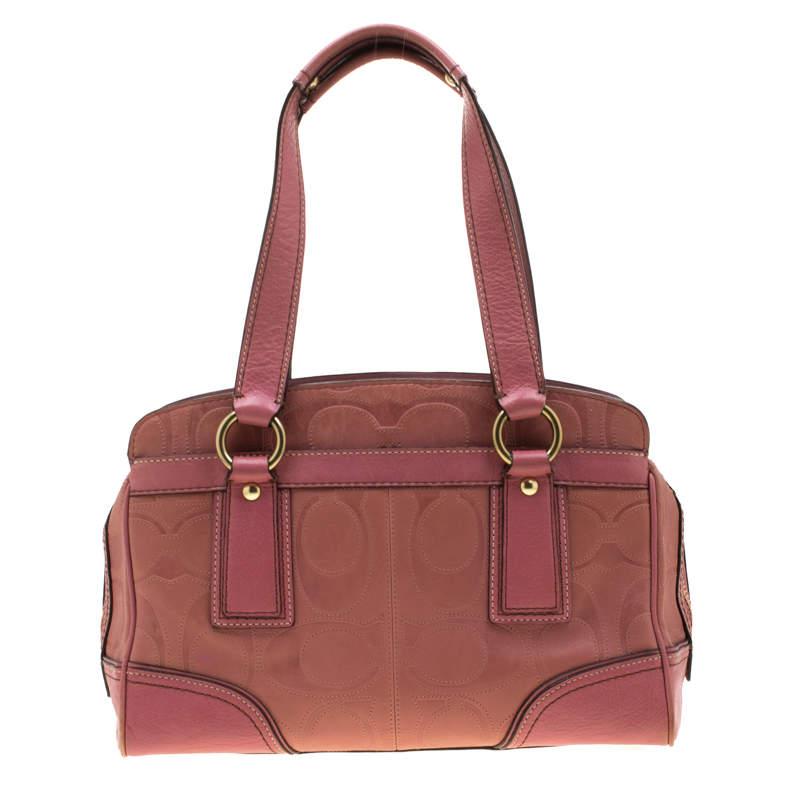 Coach Pink Leather Pocket Turnlock Satchel In Excellent Condition In Dubai, Al Qouz 2