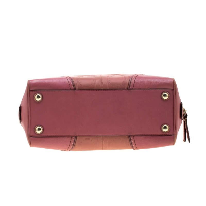 Coach Pink Leather Pocket Turnlock Satchel 1