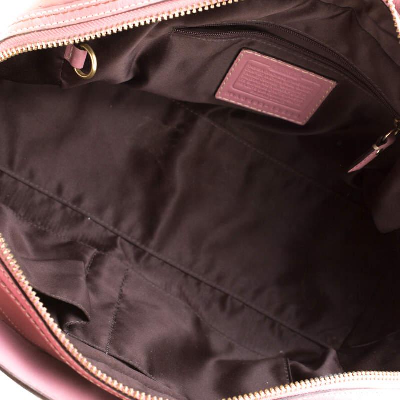 Coach Pink Leather Pocket Turnlock Satchel 2