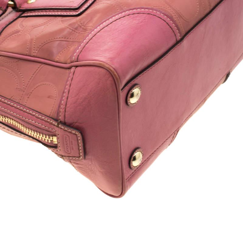 Coach Pink Leather Pocket Turnlock Satchel 4