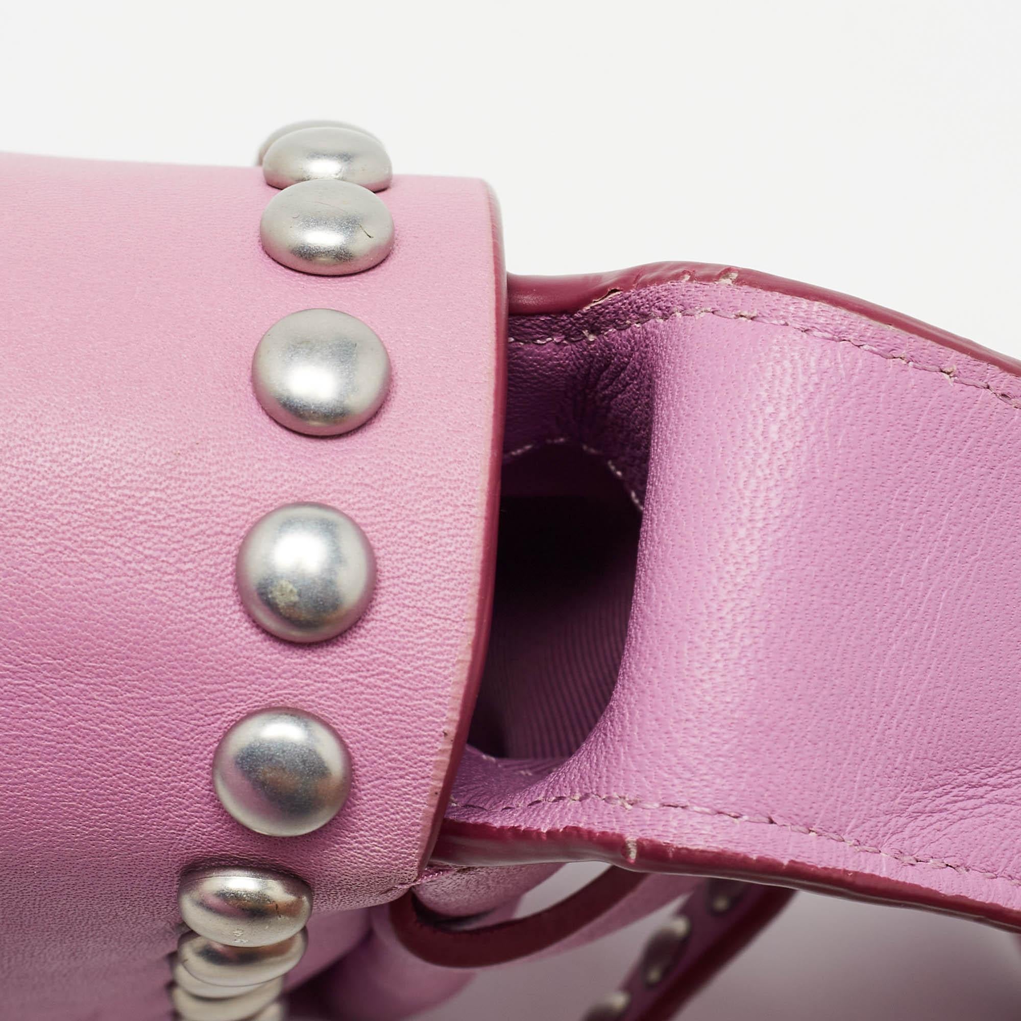 Coach Pink Leather Rivet Dakotah Crossbody Bag For Sale 5
