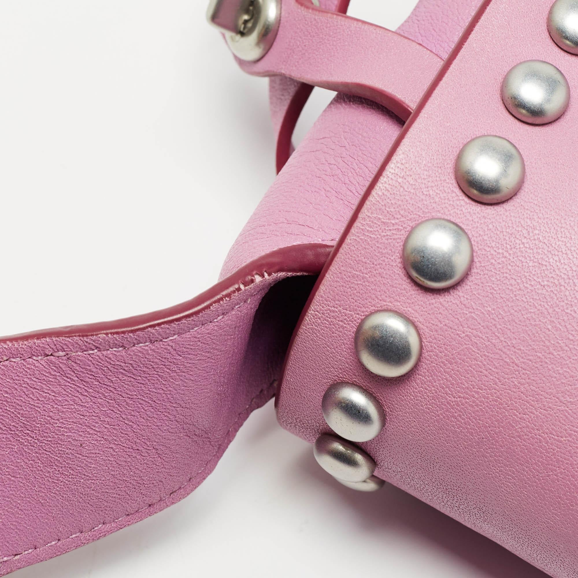 Coach Pink Leather Rivet Dakotah Crossbody Bag For Sale 2