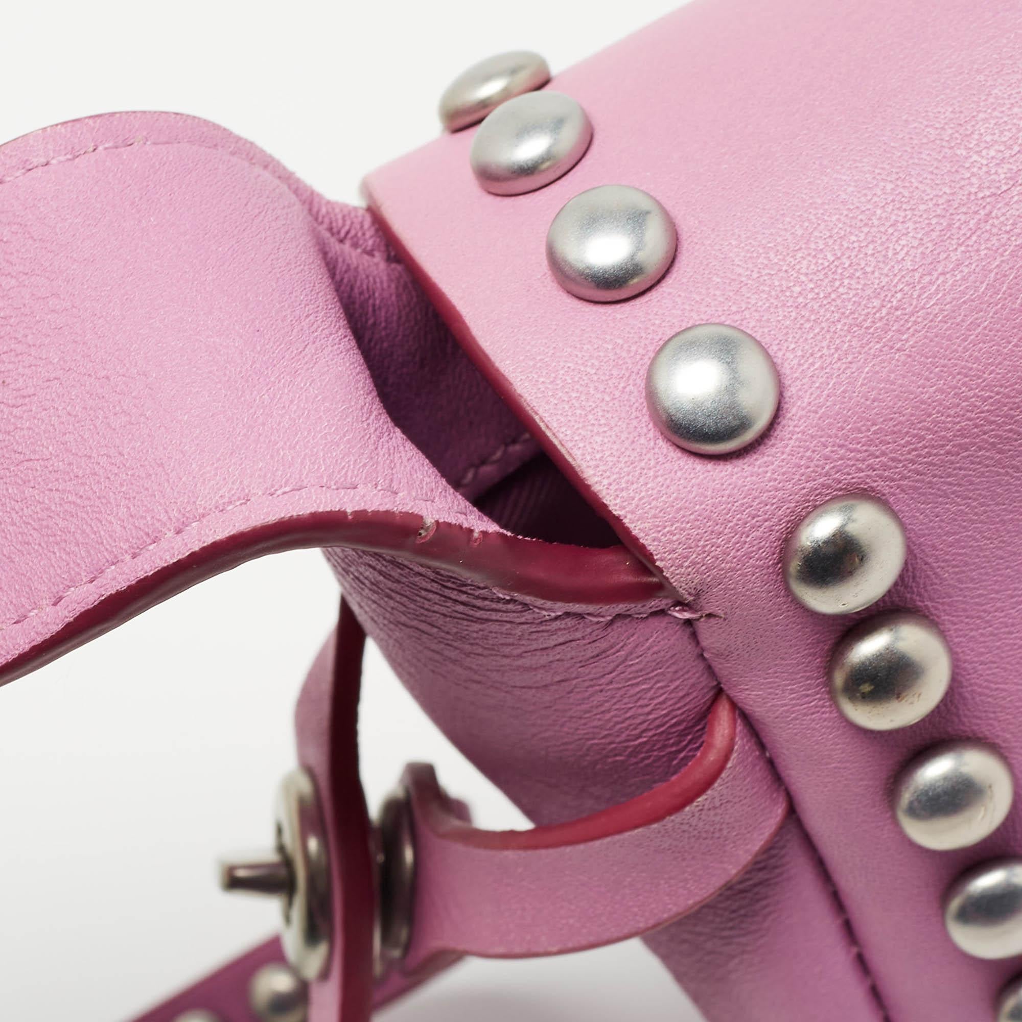 Coach Pink Leather Rivet Dakotah Crossbody Bag For Sale 3