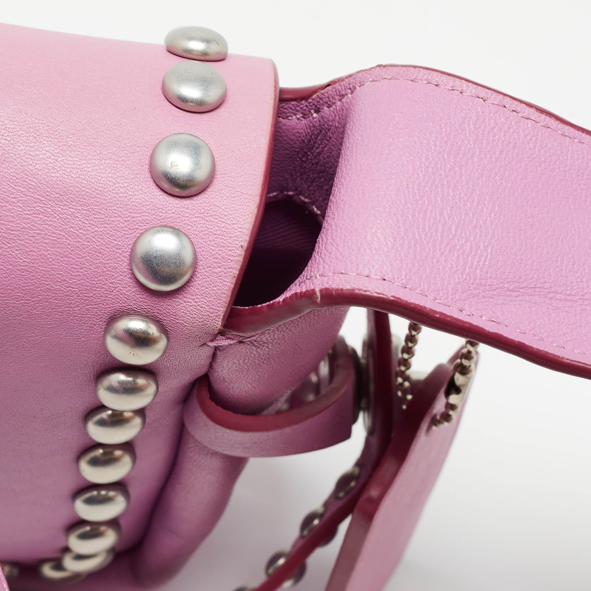 Coach Pink Leather Rivet Dakotah Crossbody Bag For Sale 4