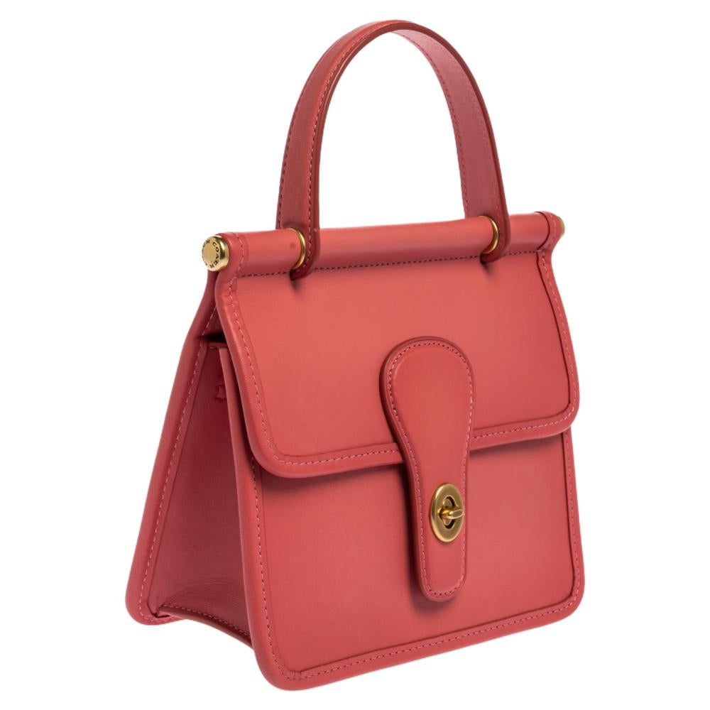 Coach Rosa Leder Willis Top Handle Tasche im Zustand „Neu“ in Dubai, Al Qouz 2