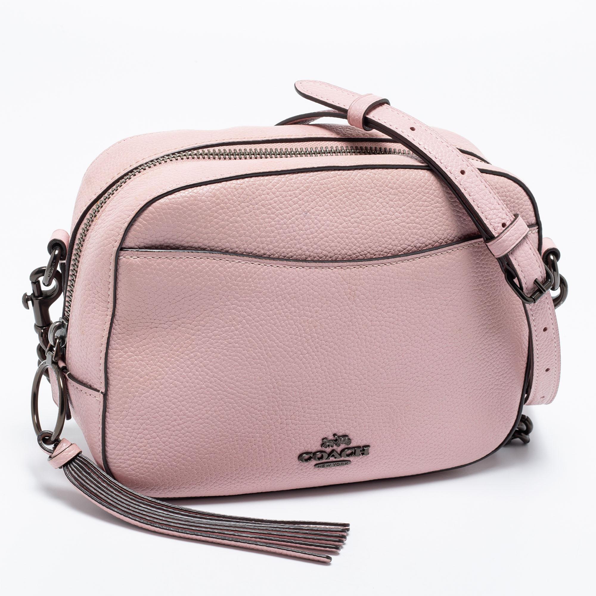 pink coach camera bag