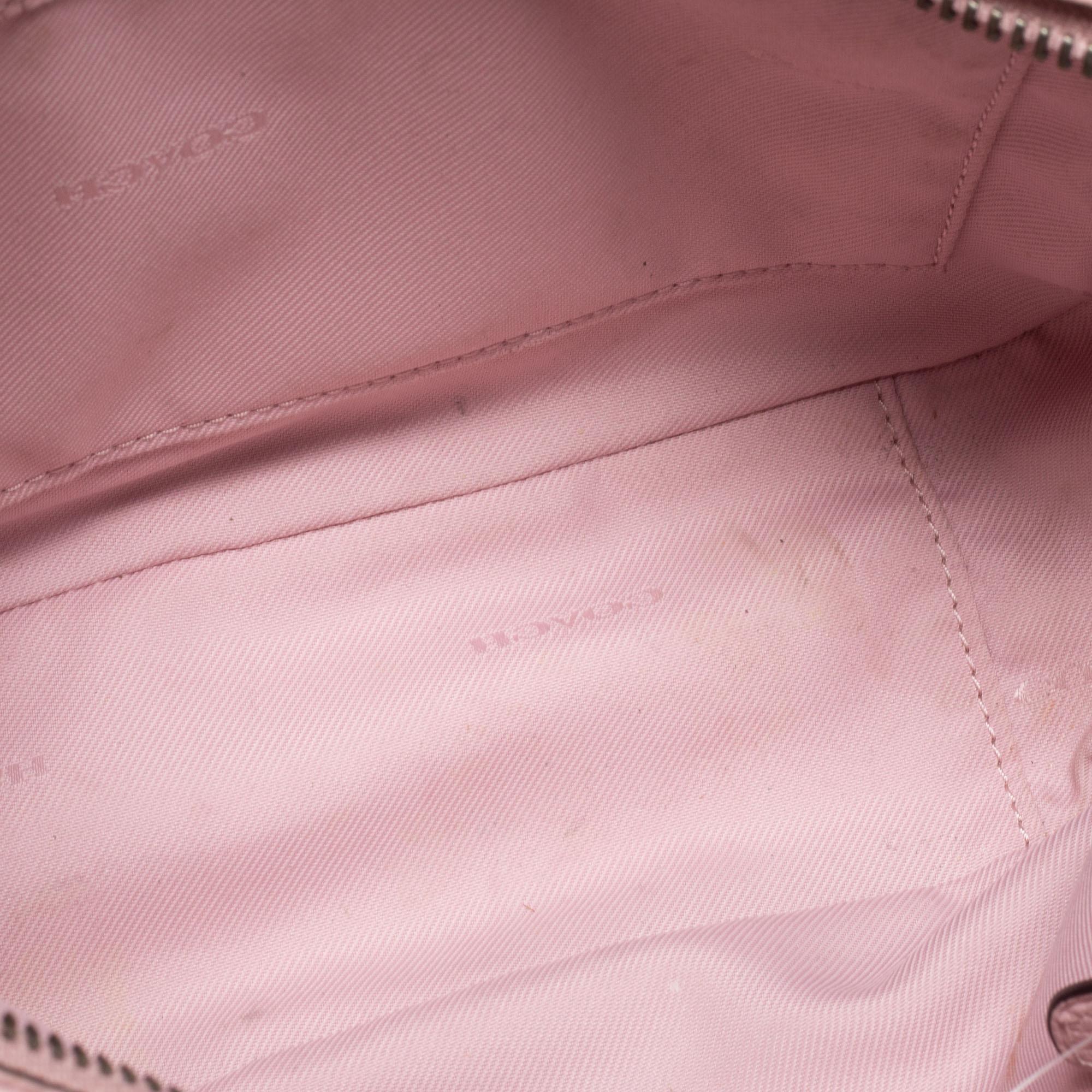 Beige Coach Pink Pebbled Leather Camera Shoulder Bag