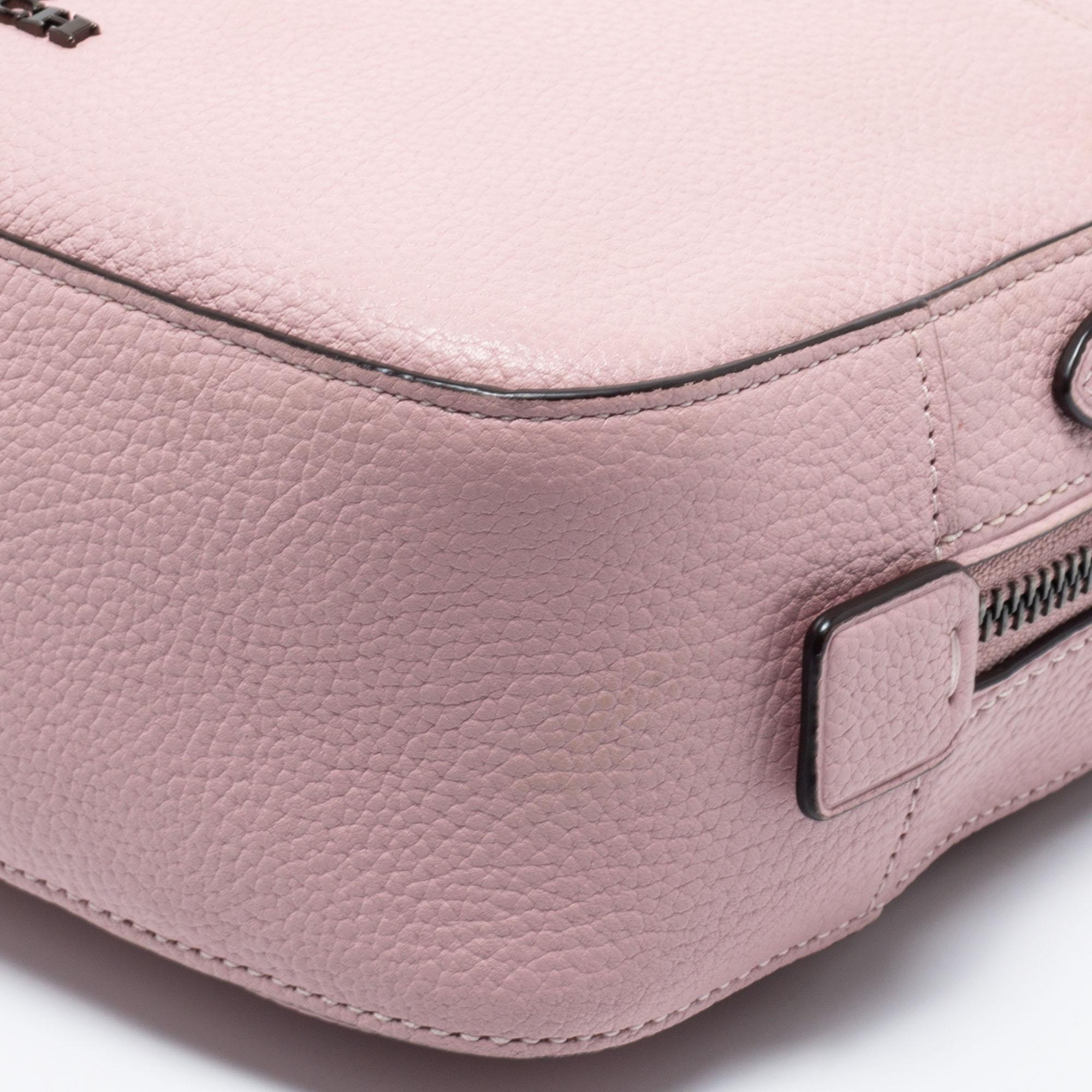 Women's Coach Pink Pebbled Leather Camera Shoulder Bag