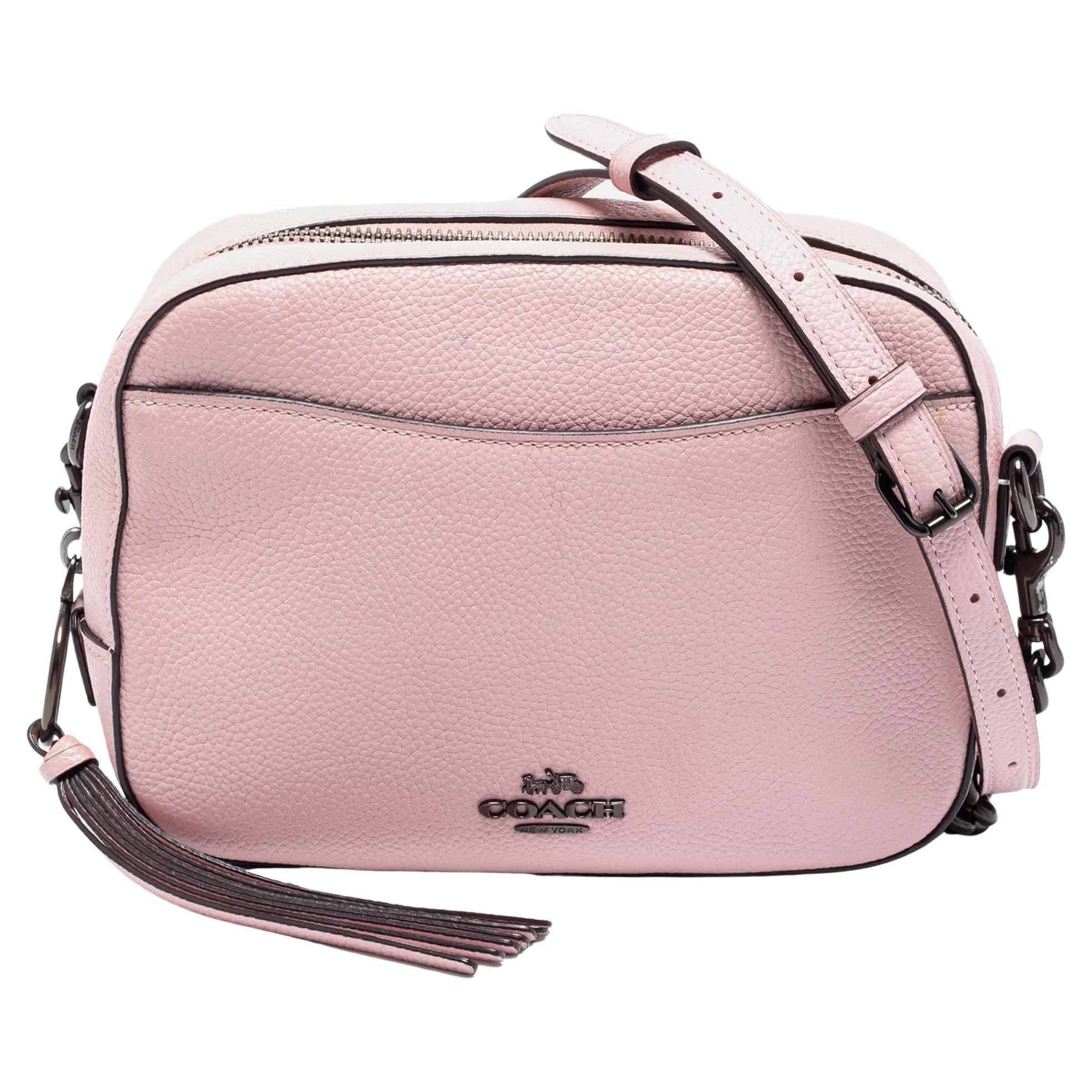 Coach Pink Pebbled Leather Camera Shoulder Bag