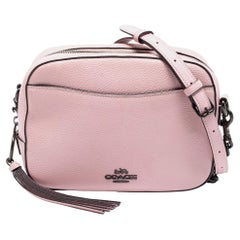 Used Coach Pink Pebbled Leather Camera Shoulder Bag