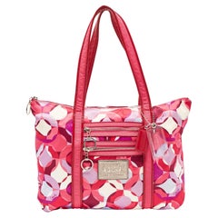Coach Pink Signature Satin and Patent Leather Tote
