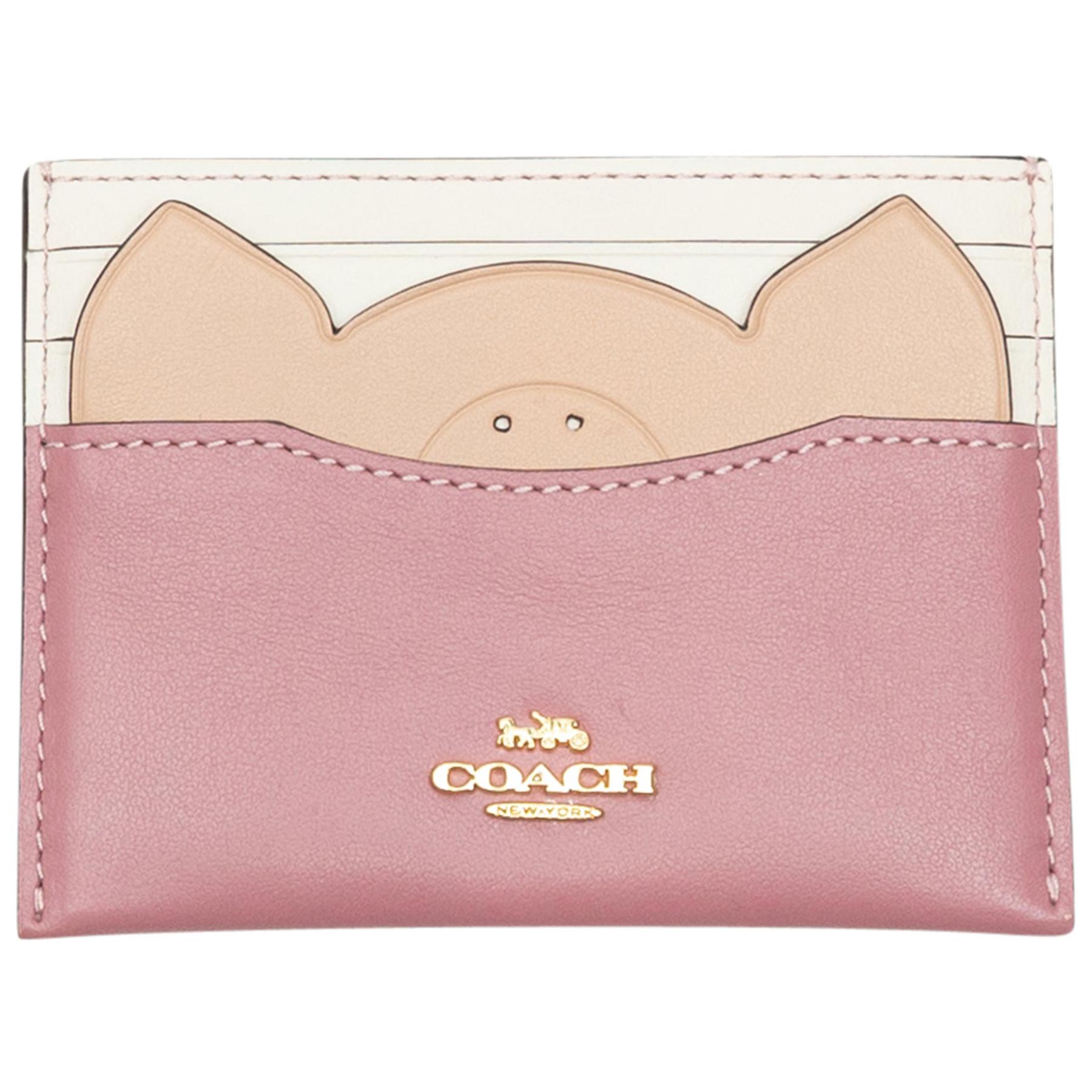 Coach Pink and White Leather Animal Card Holder For Sale at 1stDibs | coach  pink card case, coach pink card holder, coach pig purse