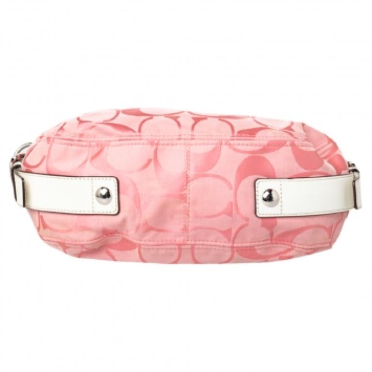 Rosa Borsa a spalla in tela e pelle firmata Coach rosa/bianco