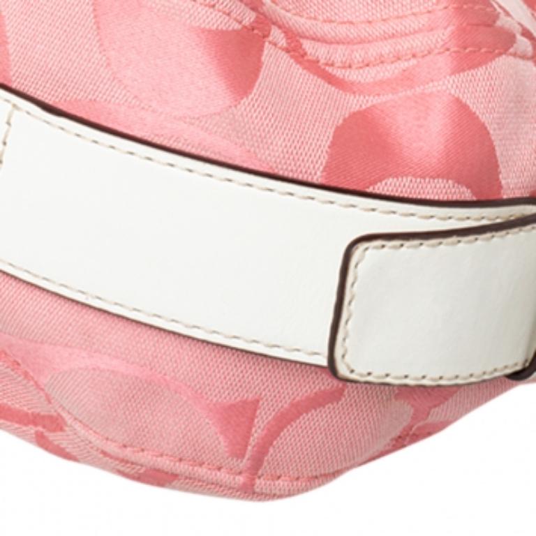 Donna Borsa a spalla in tela e pelle firmata Coach rosa/bianco