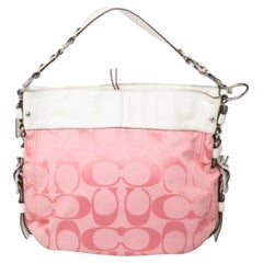Coach Pink/White Signature Canvas and Leather Hobo
