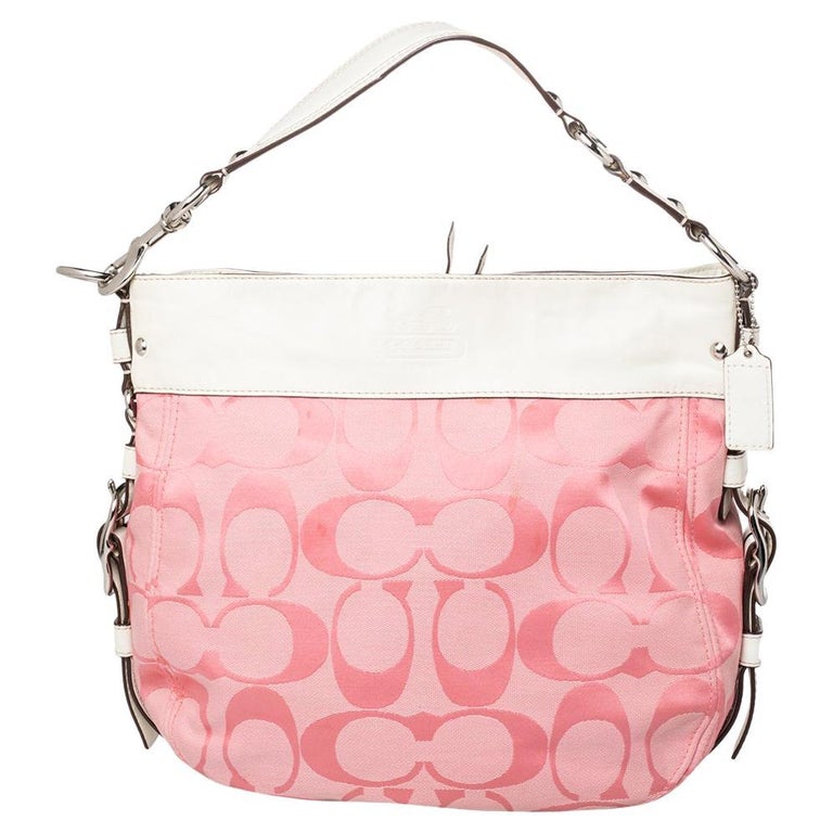 Coach Pink/White Signature Canvas and Leather Hobo For Sale at 1stDibs |  pink and white coach purse, coach pink bag, coach white and pink bag