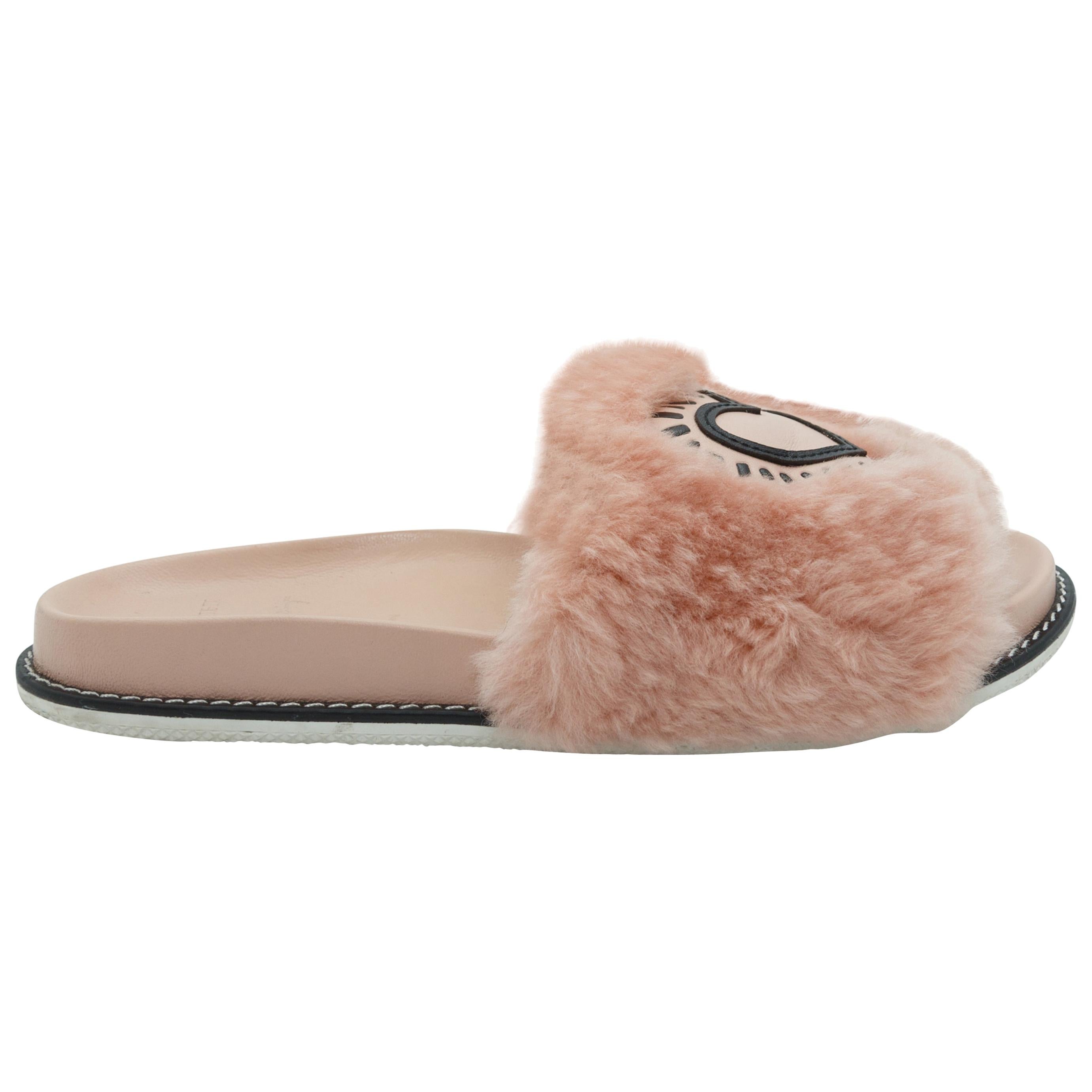 Coach Pink x Keith Haring Fur Slides