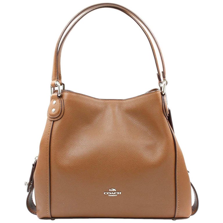 Coach Polished Pebbled Edie 31 Brown Calfskin Leather Womens Shoulder Bag 57125 For Sale at 1stdibs