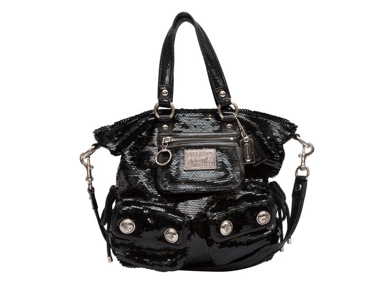 Coach Poppy Black Limited Edition Sequined Handabg For Sale at 1stDibs