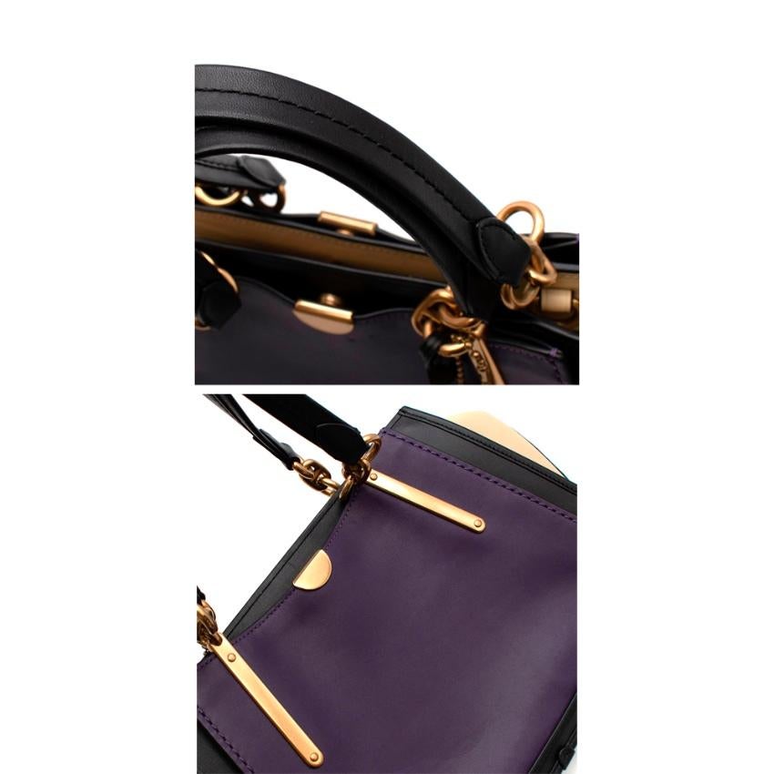 Women's or Men's Coach Purple Beige & Black Leather Top Handle Bag 