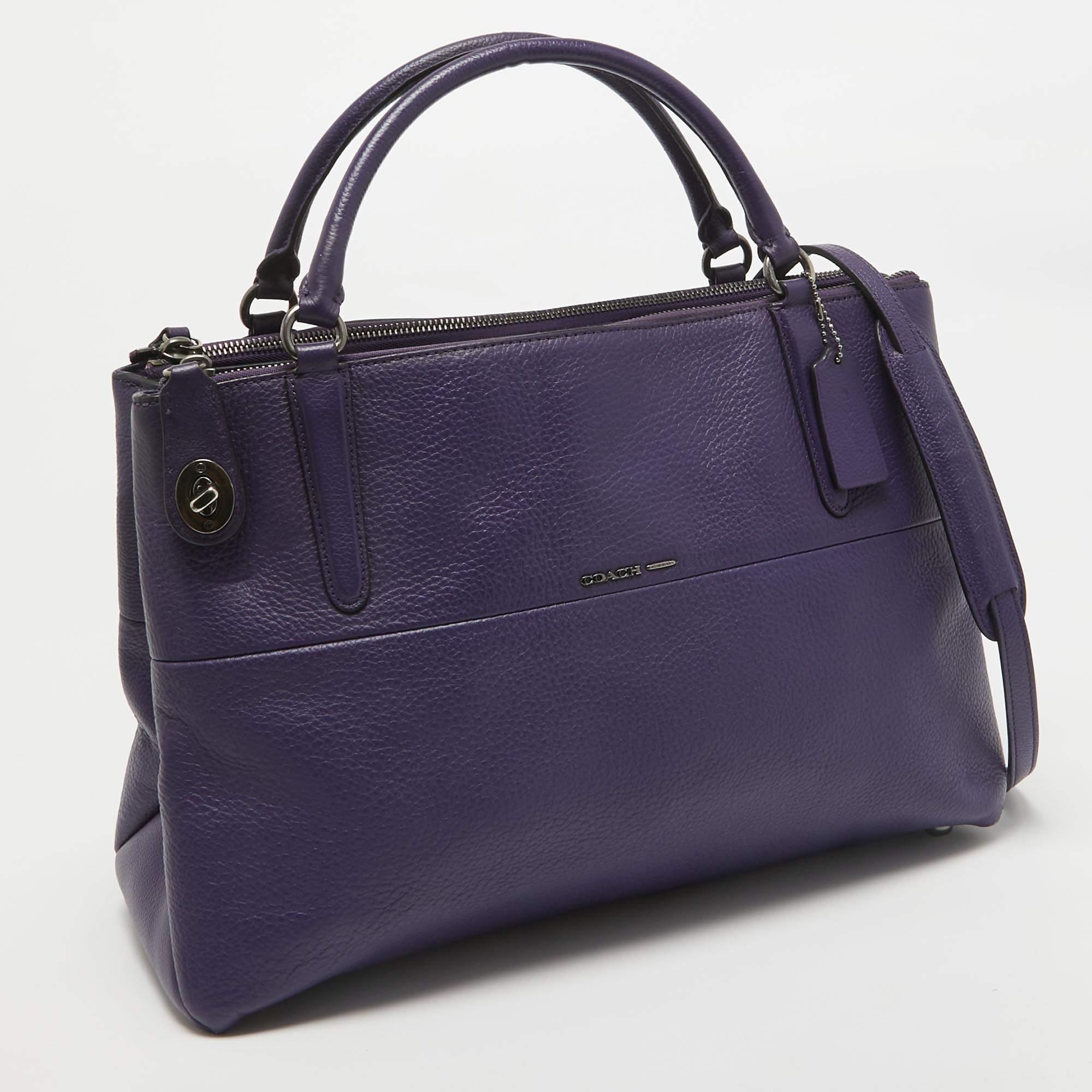Coach Purple Leather Large Borough Tote In New Condition In Dubai, Al Qouz 2