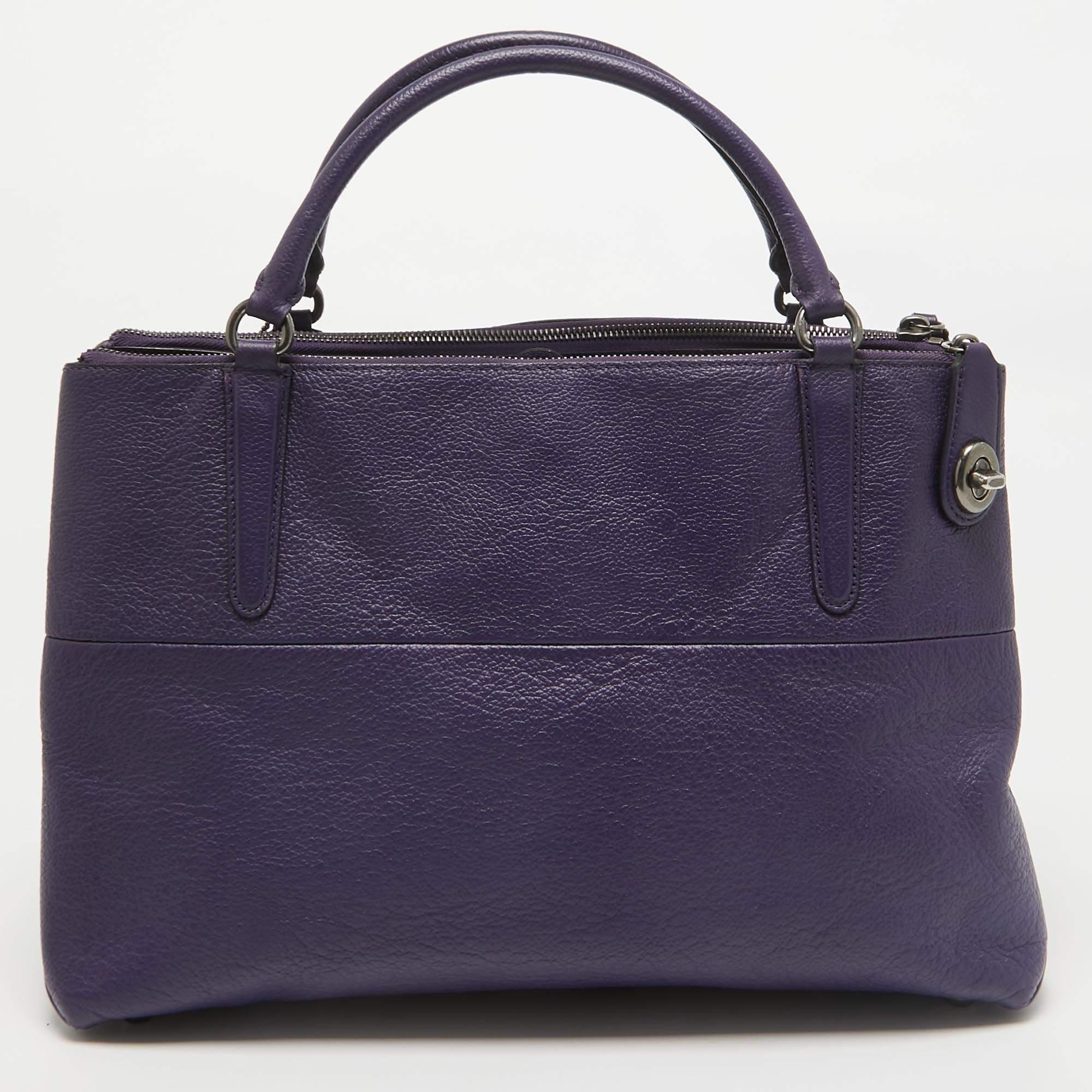 Women's Coach Purple Leather Large Borough Tote