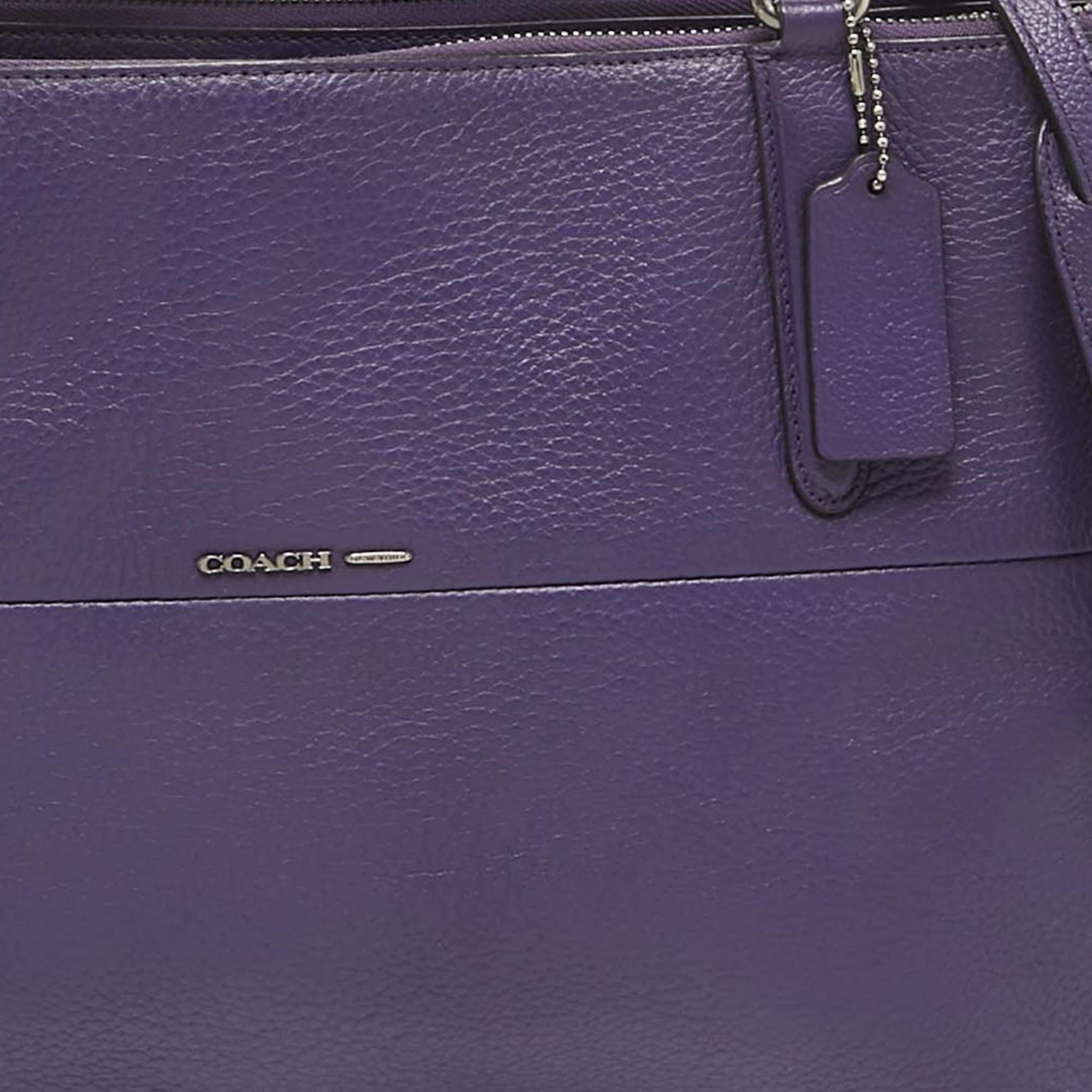 Coach Purple Leather Large Borough Tote 2