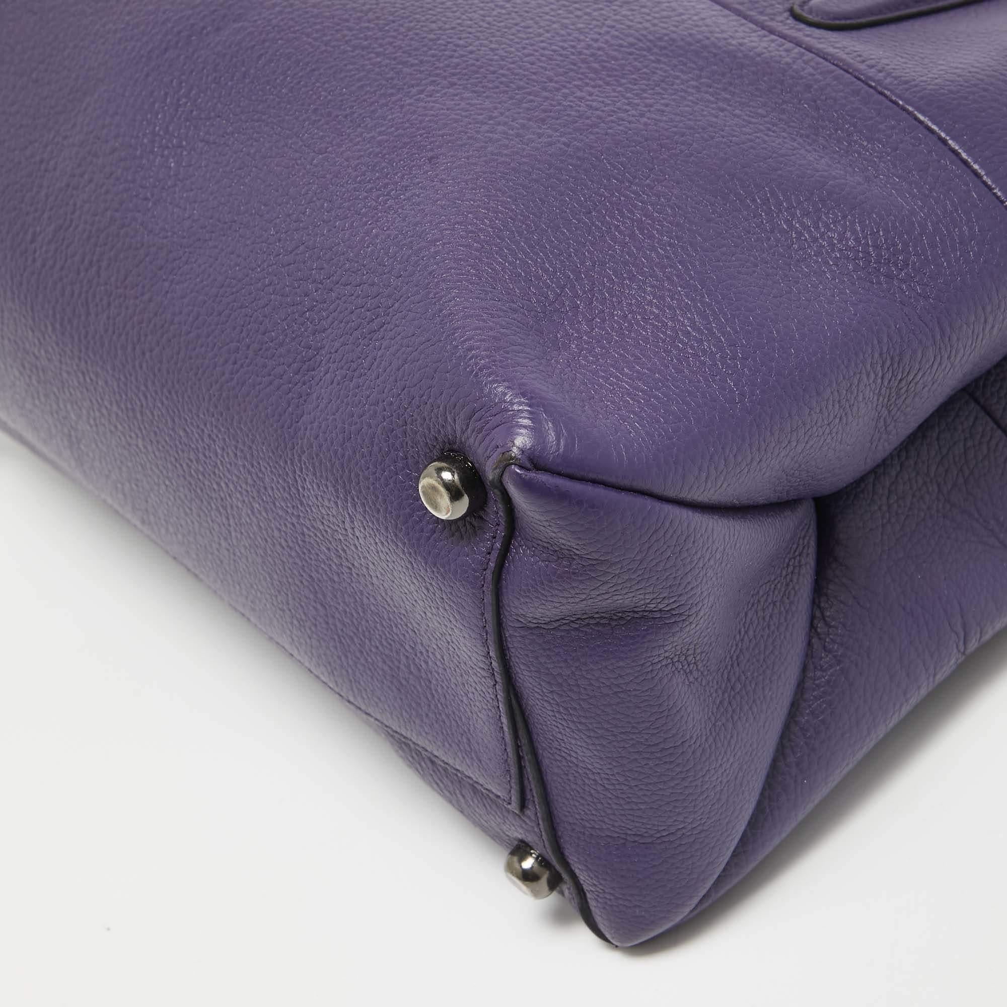 Coach Purple Leather Large Borough Tote 5