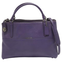 Coach Purple Leather Large Borough Tote