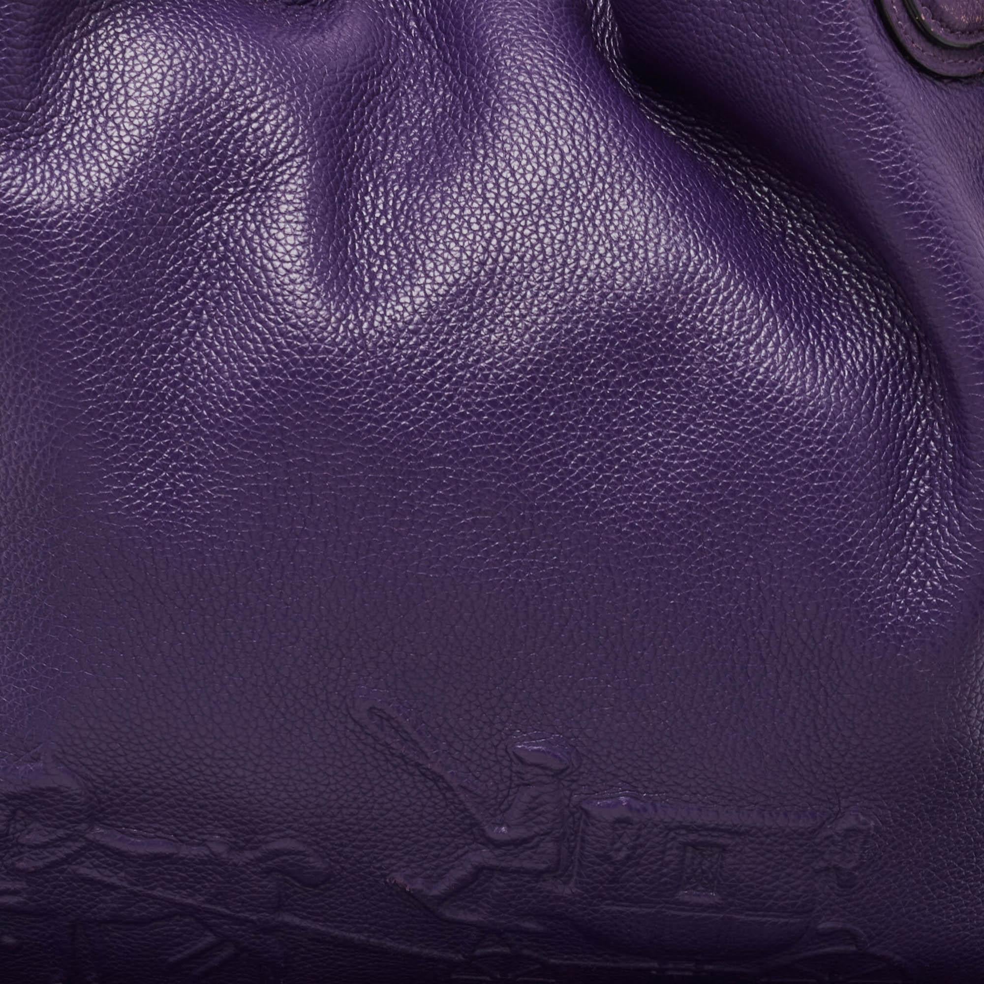 Women's Coach Purple Leather Large Horse & Carriage Large Edie Shoulder Bag