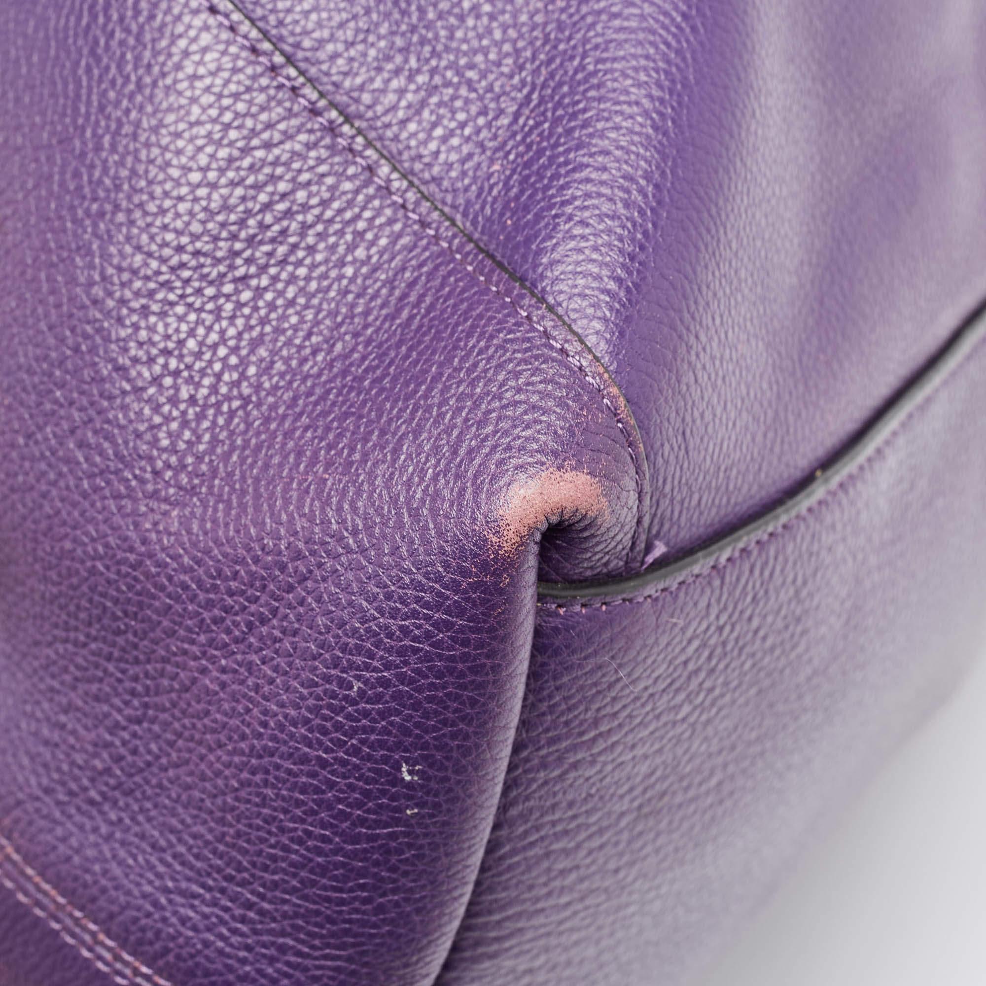 Coach Purple Leather Large Horse & Carriage Large Edie Shoulder Bag 2