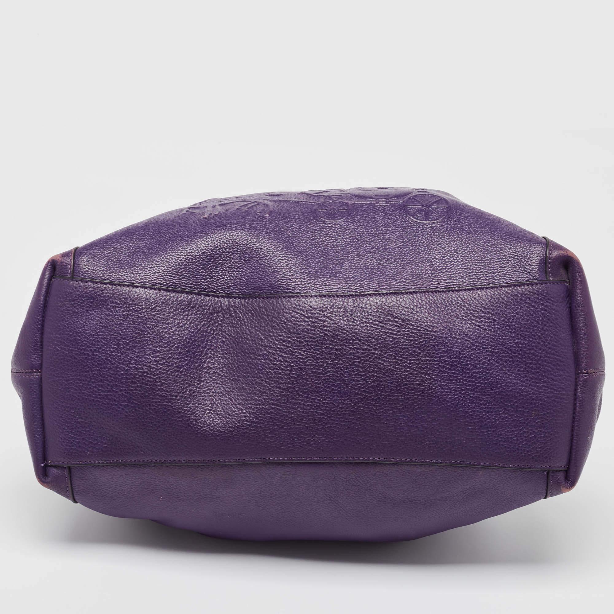 Coach Purple Leather Large Horse & Carriage Large Edie Shoulder Bag 4