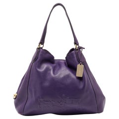 Coach Purple Leather Large Horse & Carriage Large Edie Shoulder Bag