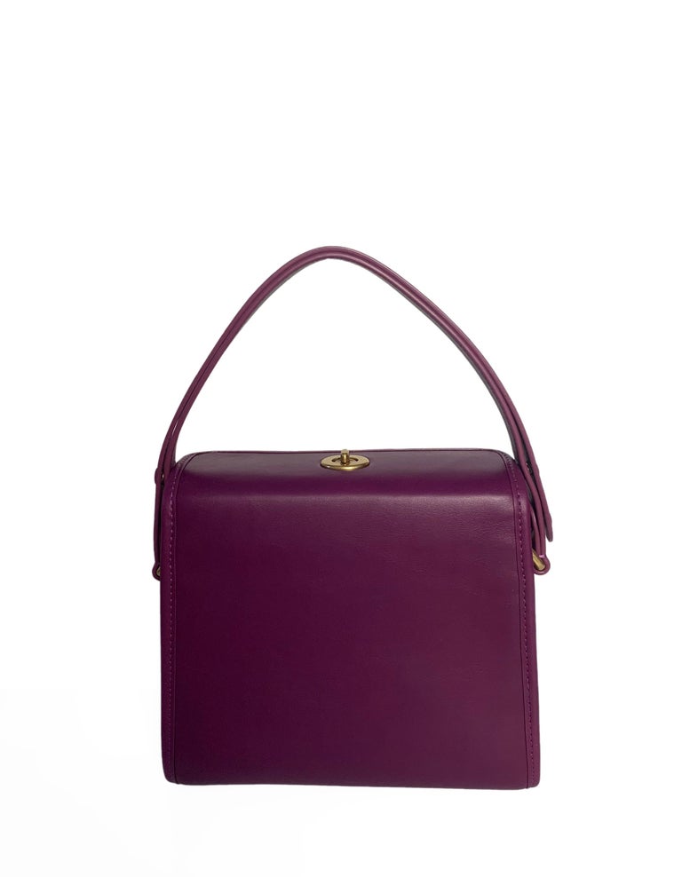 Coach Purple Leather The Originals Turnlock Convertible Shoulder Bag rt
