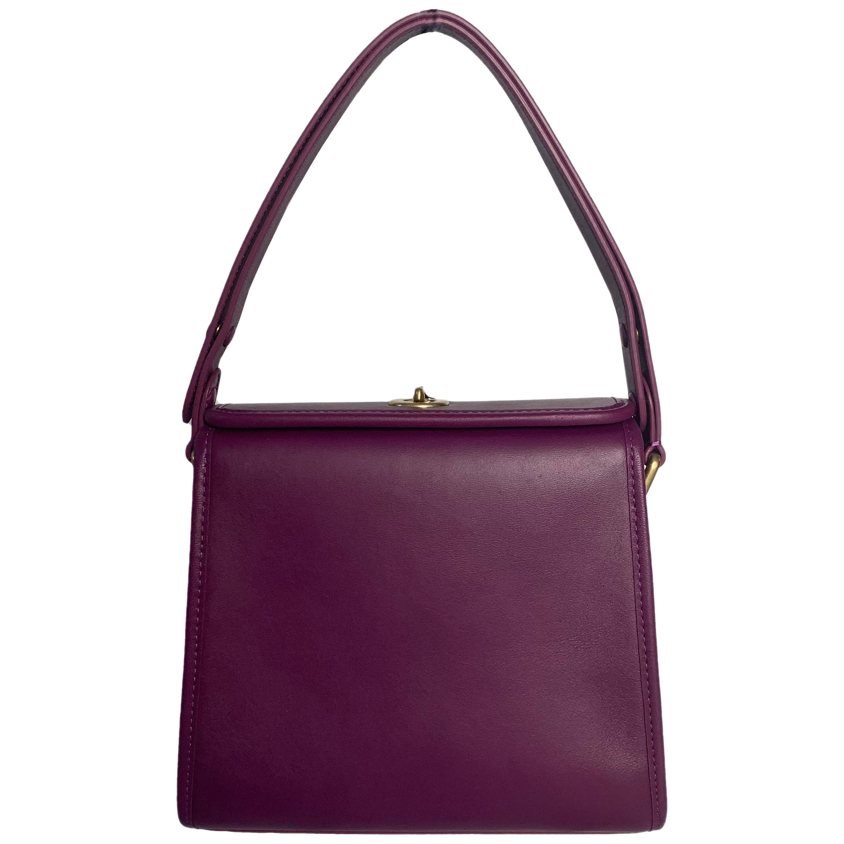 Coach Purple Leather The Originals Turnlock Convertible Shoulder Bag rt. $395