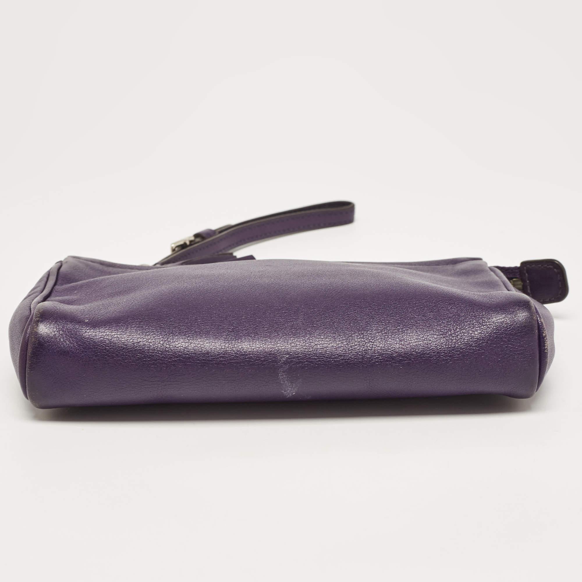 Coach Purple Leather Wristlet Clutch For Sale 1