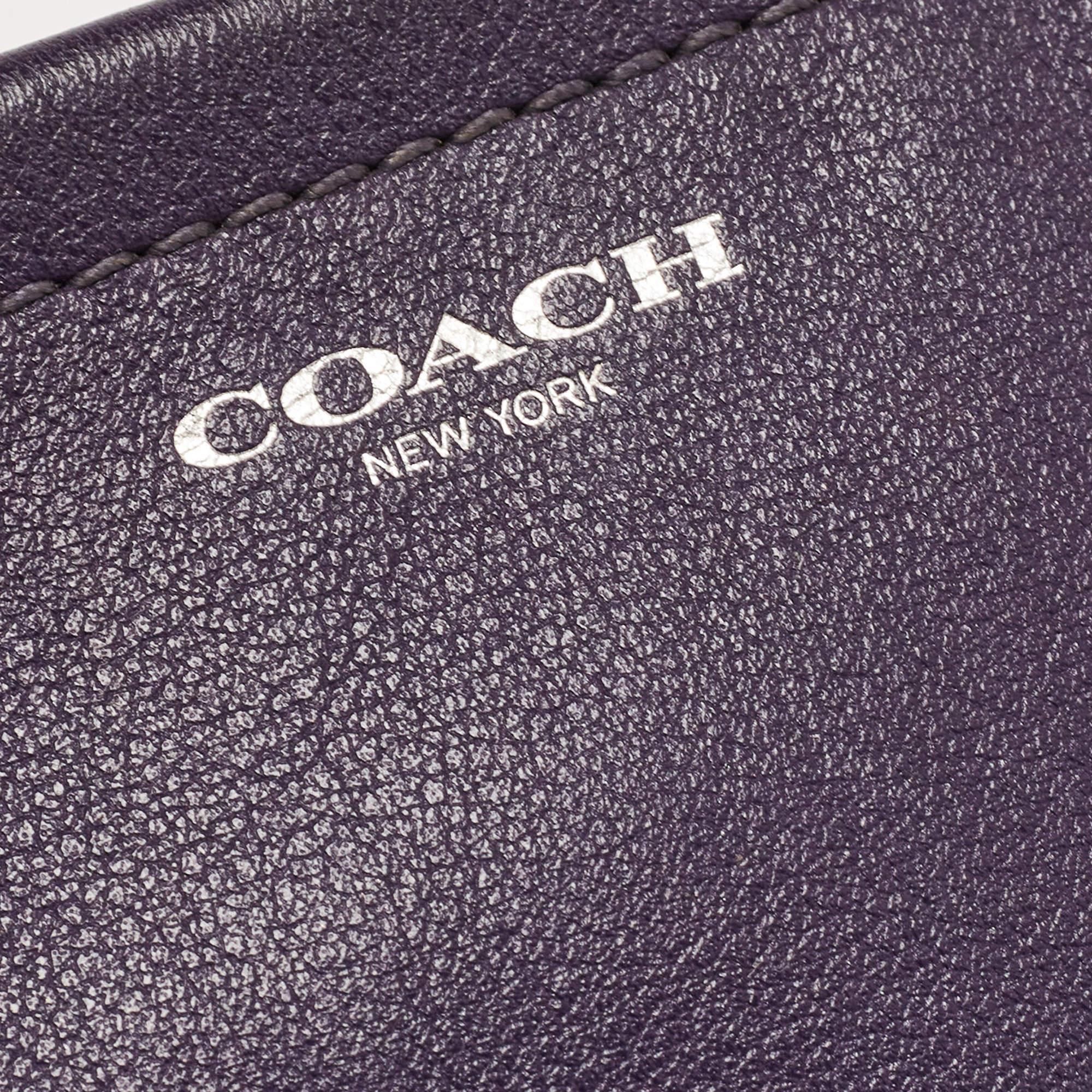 Coach Purple Leather Wristlet Clutch For Sale 3