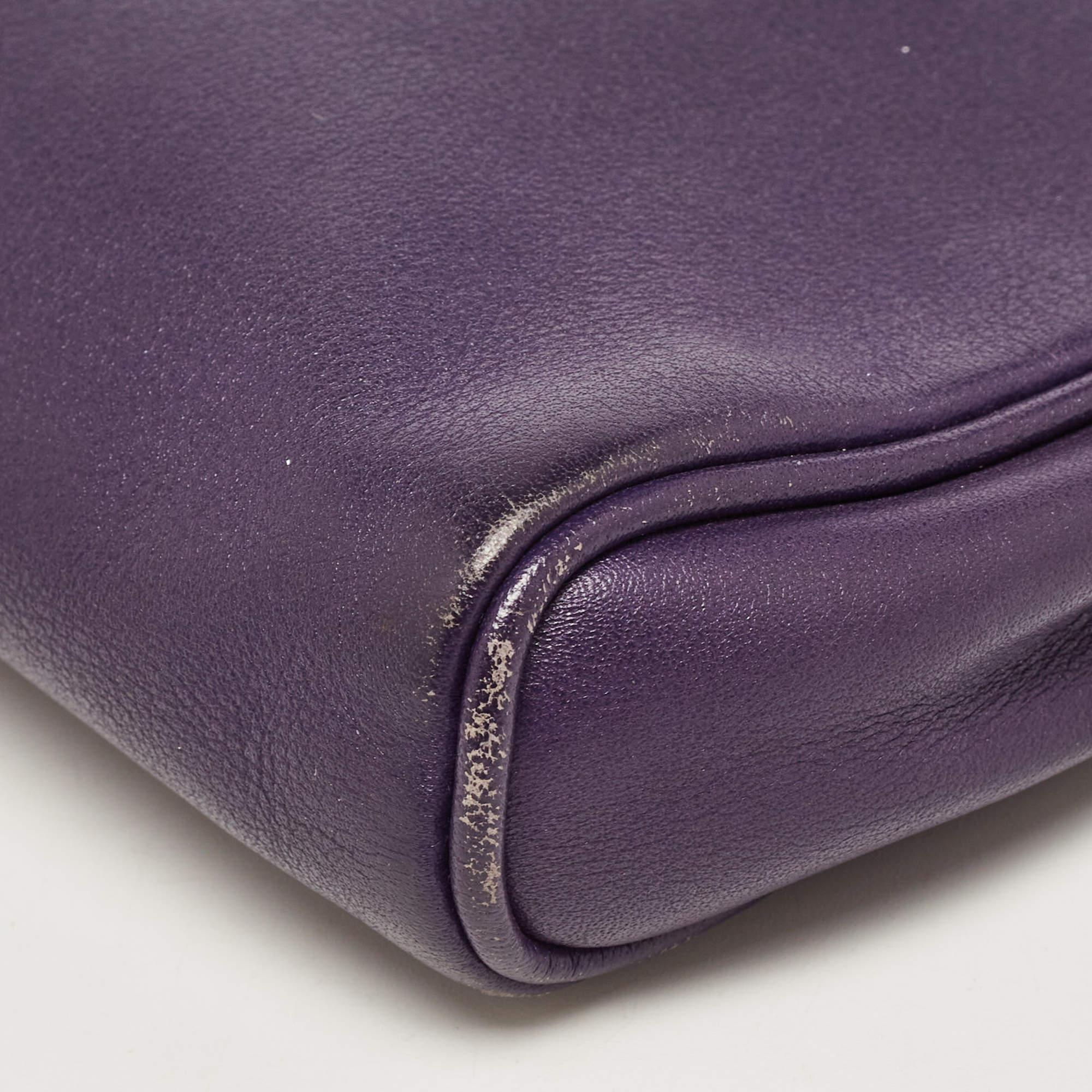 Coach Purple Leather Wristlet Clutch For Sale 4