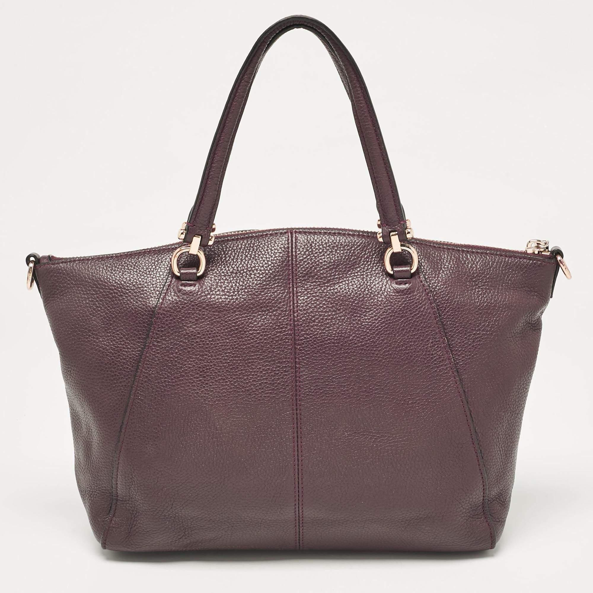 Coach Purple Pebbled Leather Prairie Satchel In Fair Condition For Sale In Dubai, Al Qouz 2