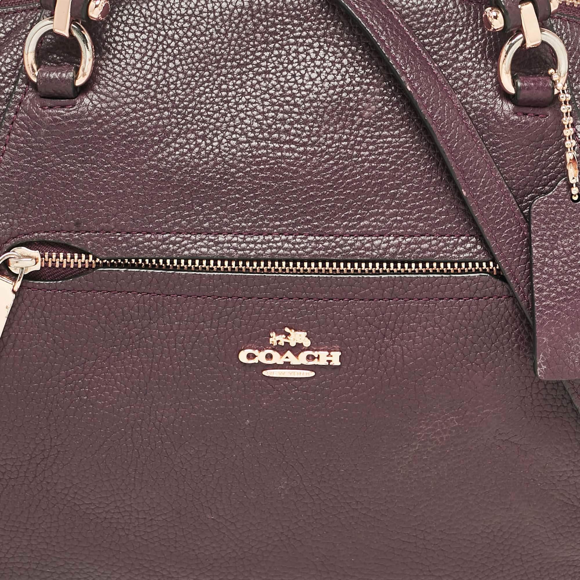 Women's Coach Purple Pebbled Leather Prairie Satchel For Sale