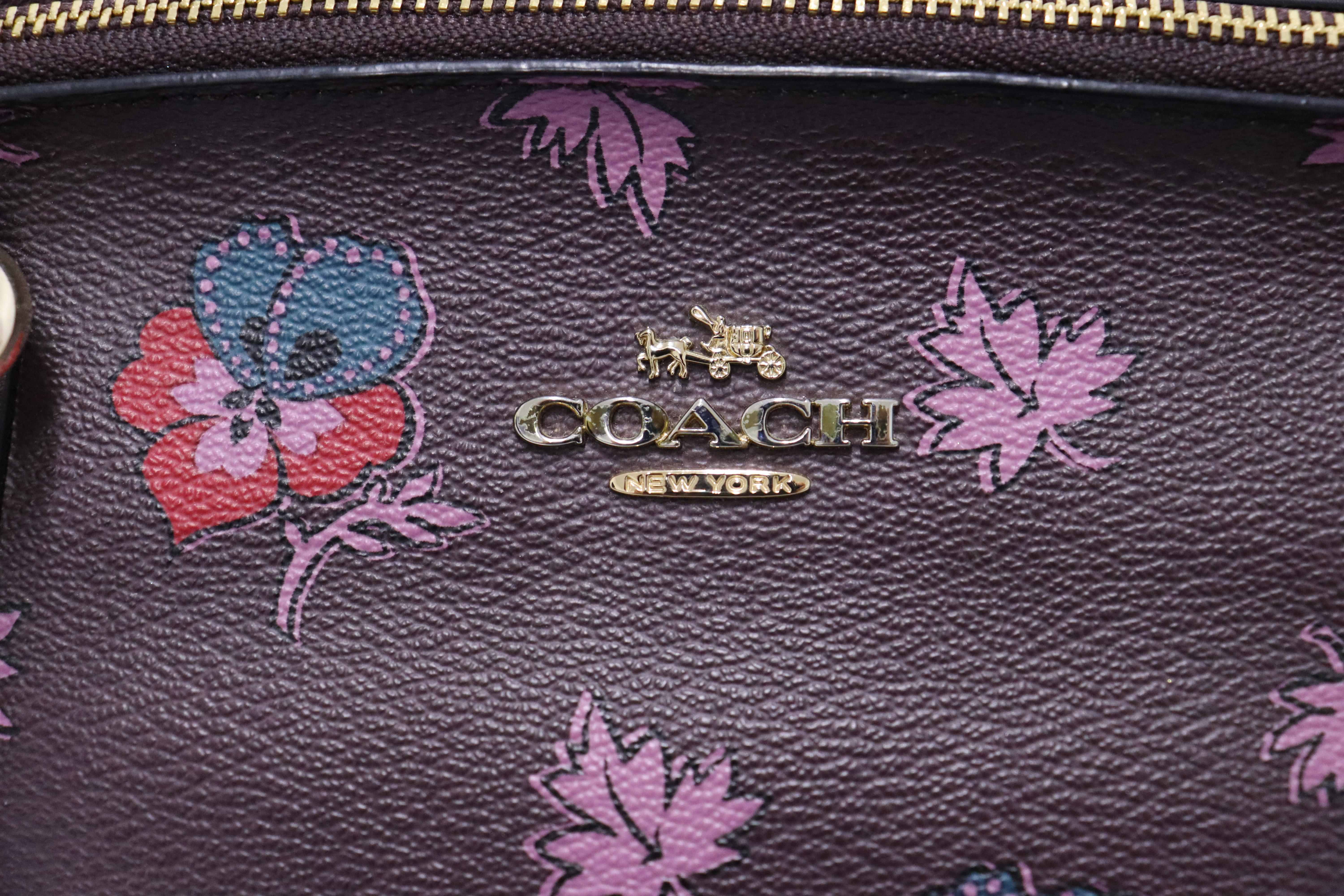 Coach Purple Wildflower Print Coated Canvas Christie Carryall Bag 3