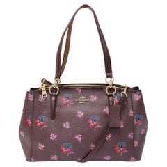Coach Purple Wildflower Print Coated Canvas Christie Carryall Bag