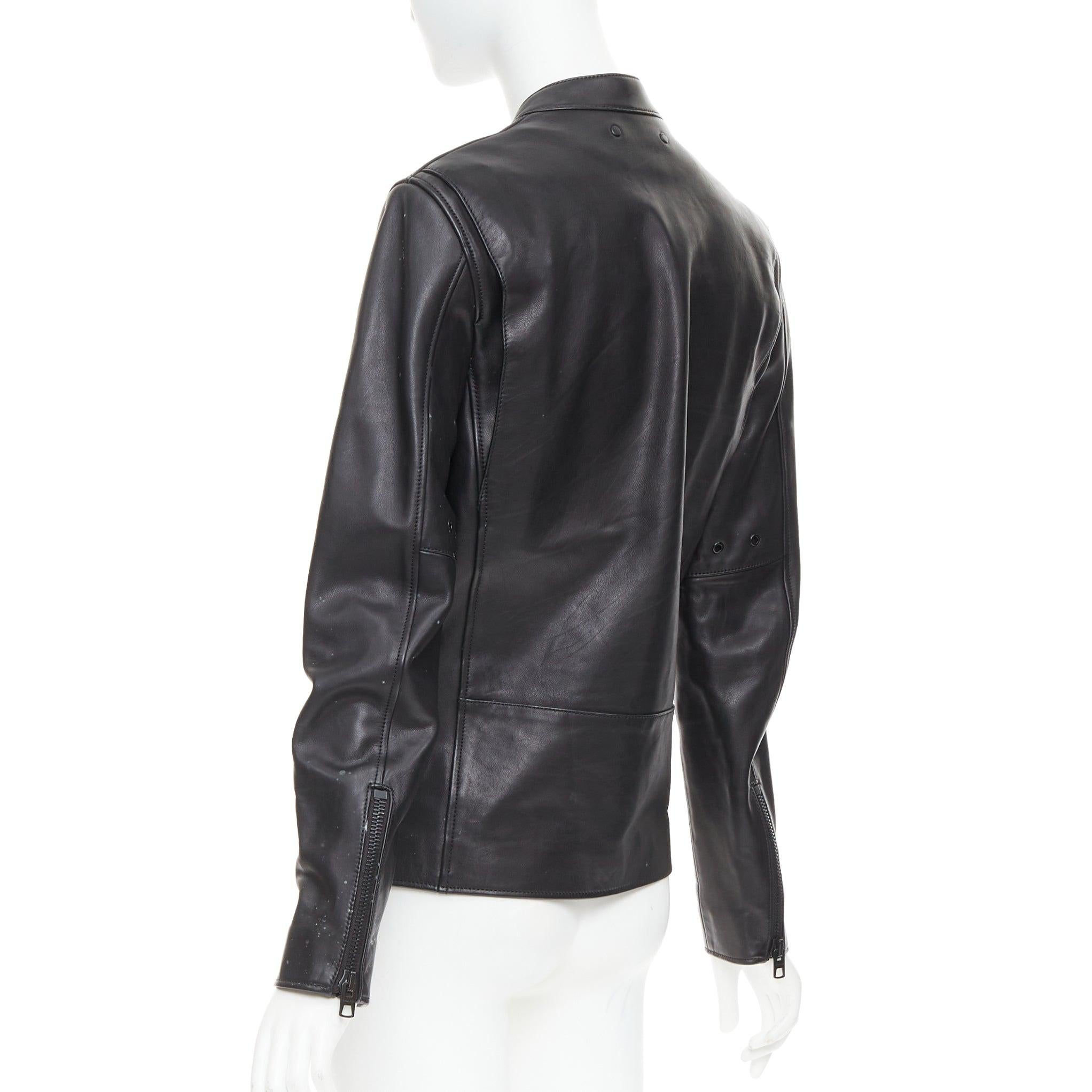 COACH Racer veste de course zippée en cuir de vachette noir US0 XS en vente 1