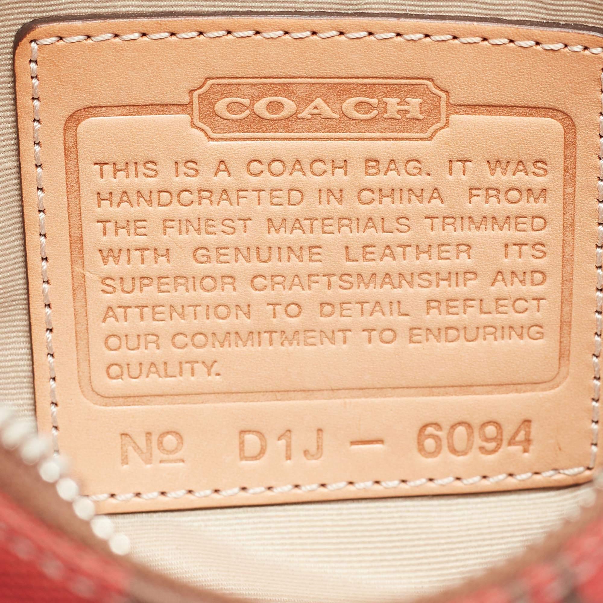 Coach Red/Beige Signature Canvas and Leather Pochette Bag 6