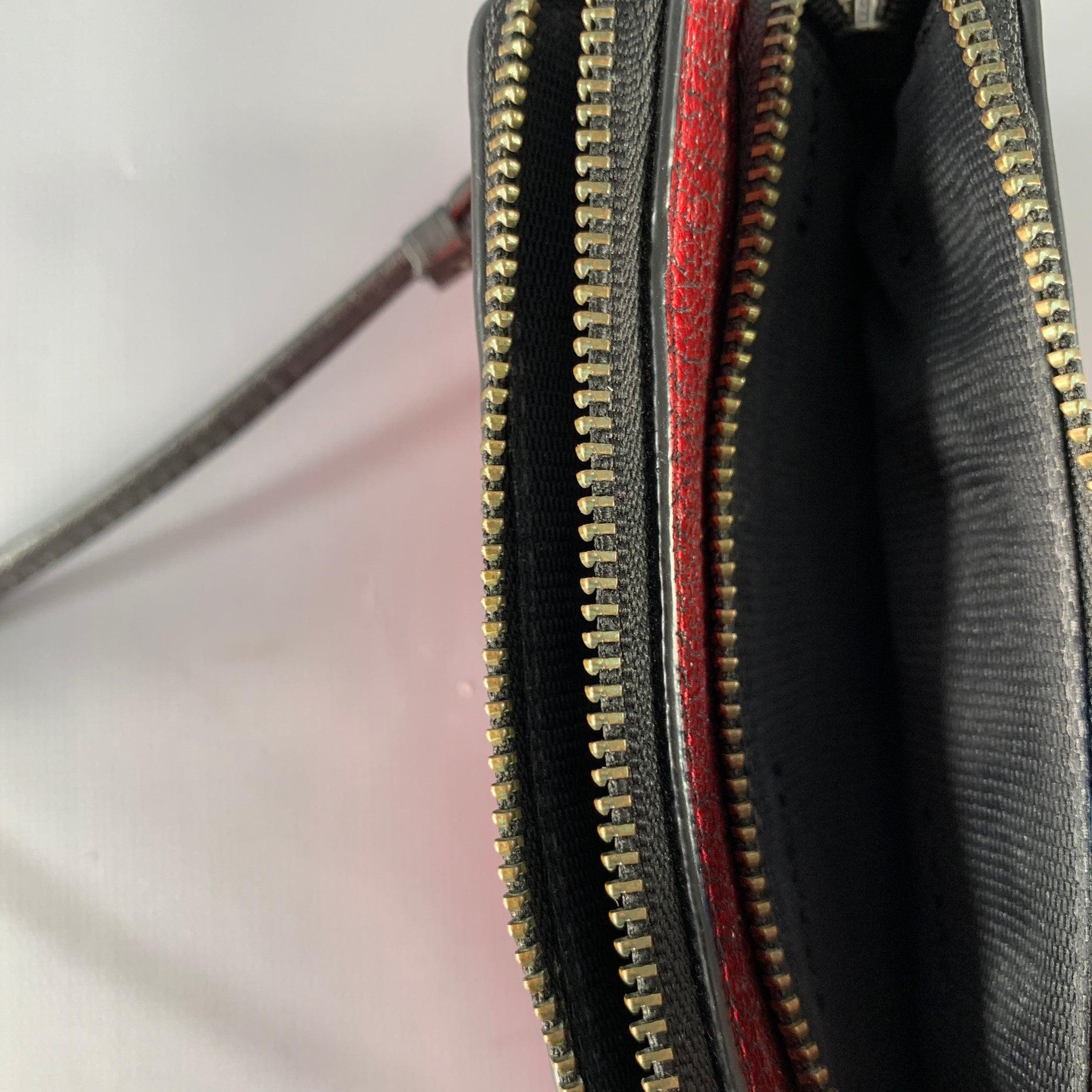 Men's COACH Red Black Zip Up Wristlet Wallet For Sale