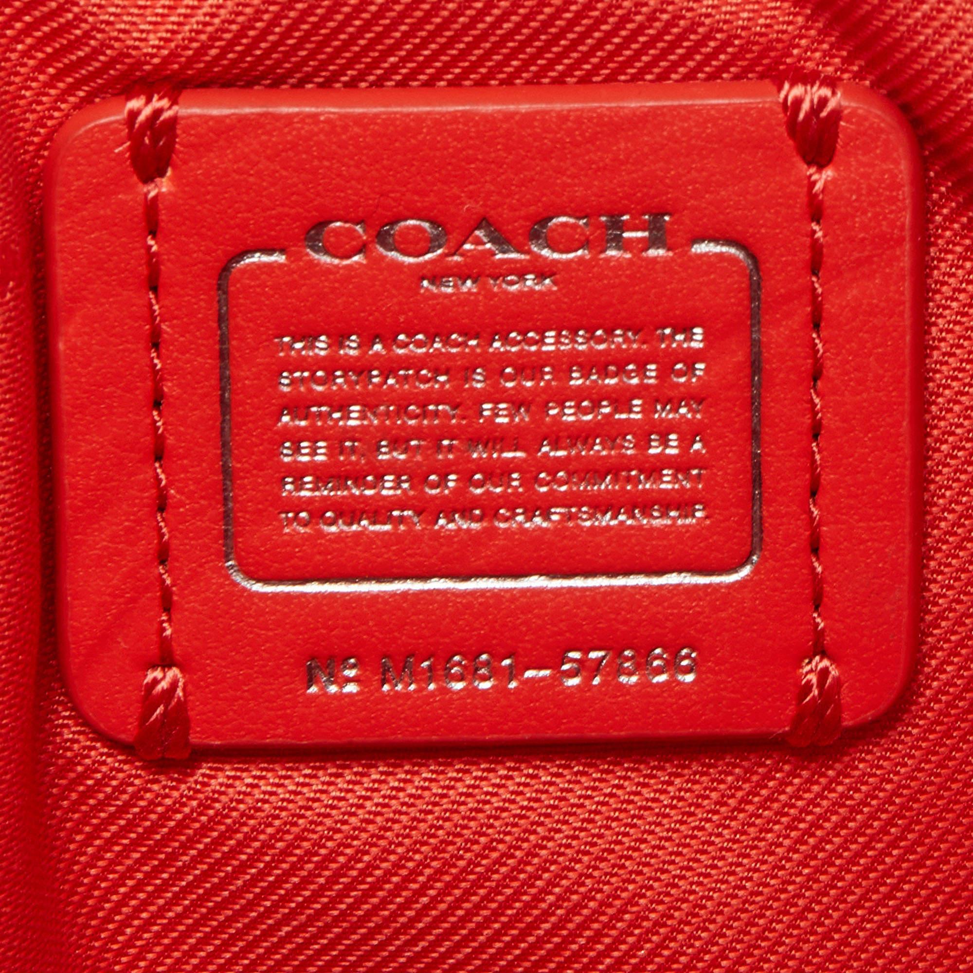 Coach Red Coral Leather Souvenir Embroidery Crossbody Clutch 7